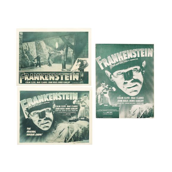 Bonhams : A Frankenstein pair of 1947 re-release lobby cards and a re ...
