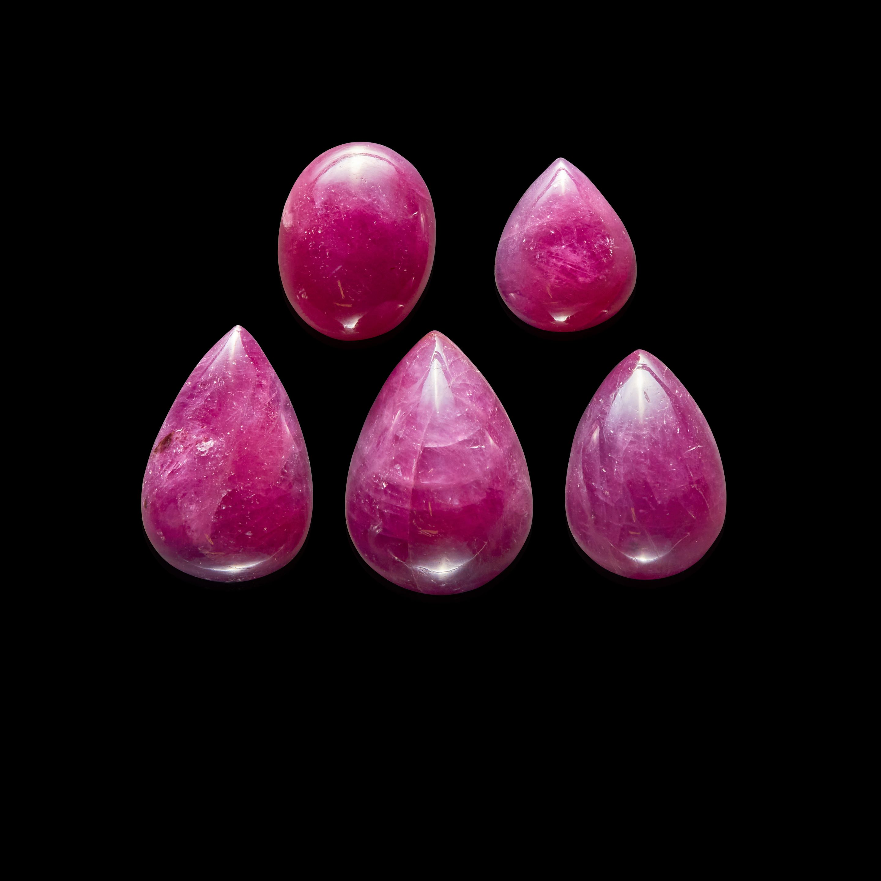 Five Cabochon Rubies