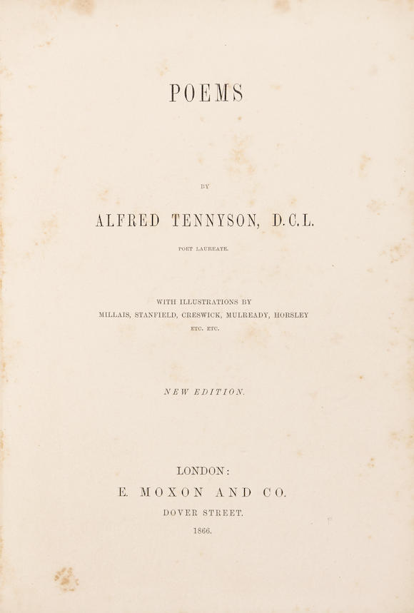 Bonhams : TENNYSON, ALFRED, LORD. 1809-1892. Poems. London E. Moxon ...