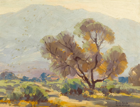 Bonhams : Sam Hyde Harris (1889-1977) Mountains and Trees 12 x 16 in ...