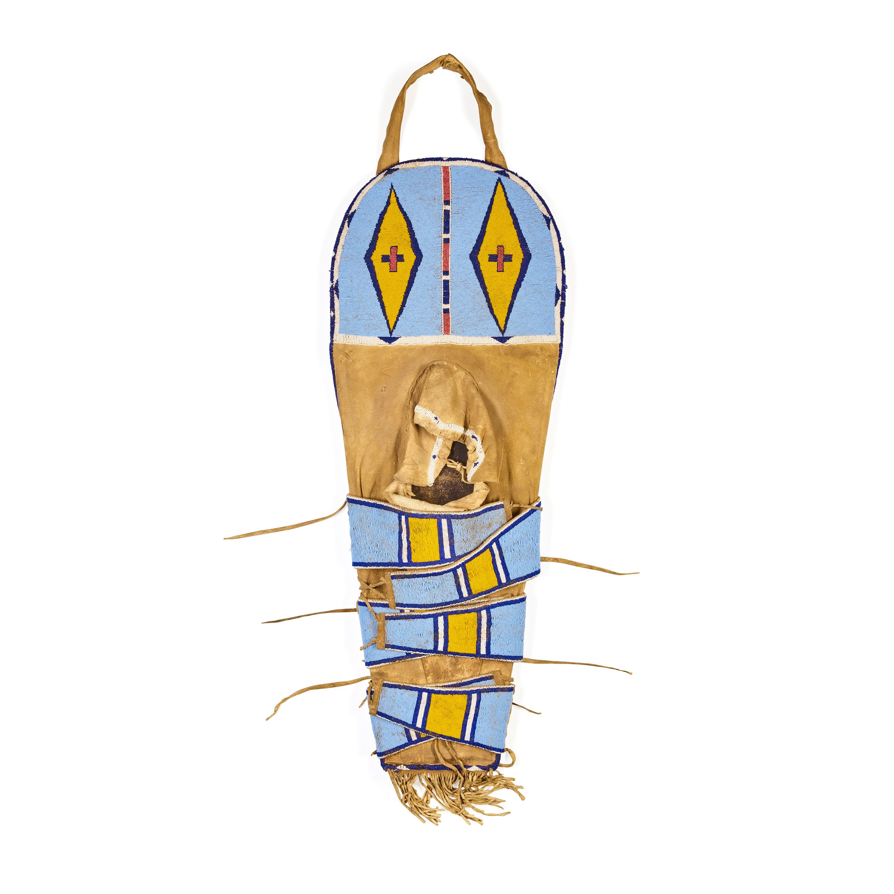 A Crow beaded cradle