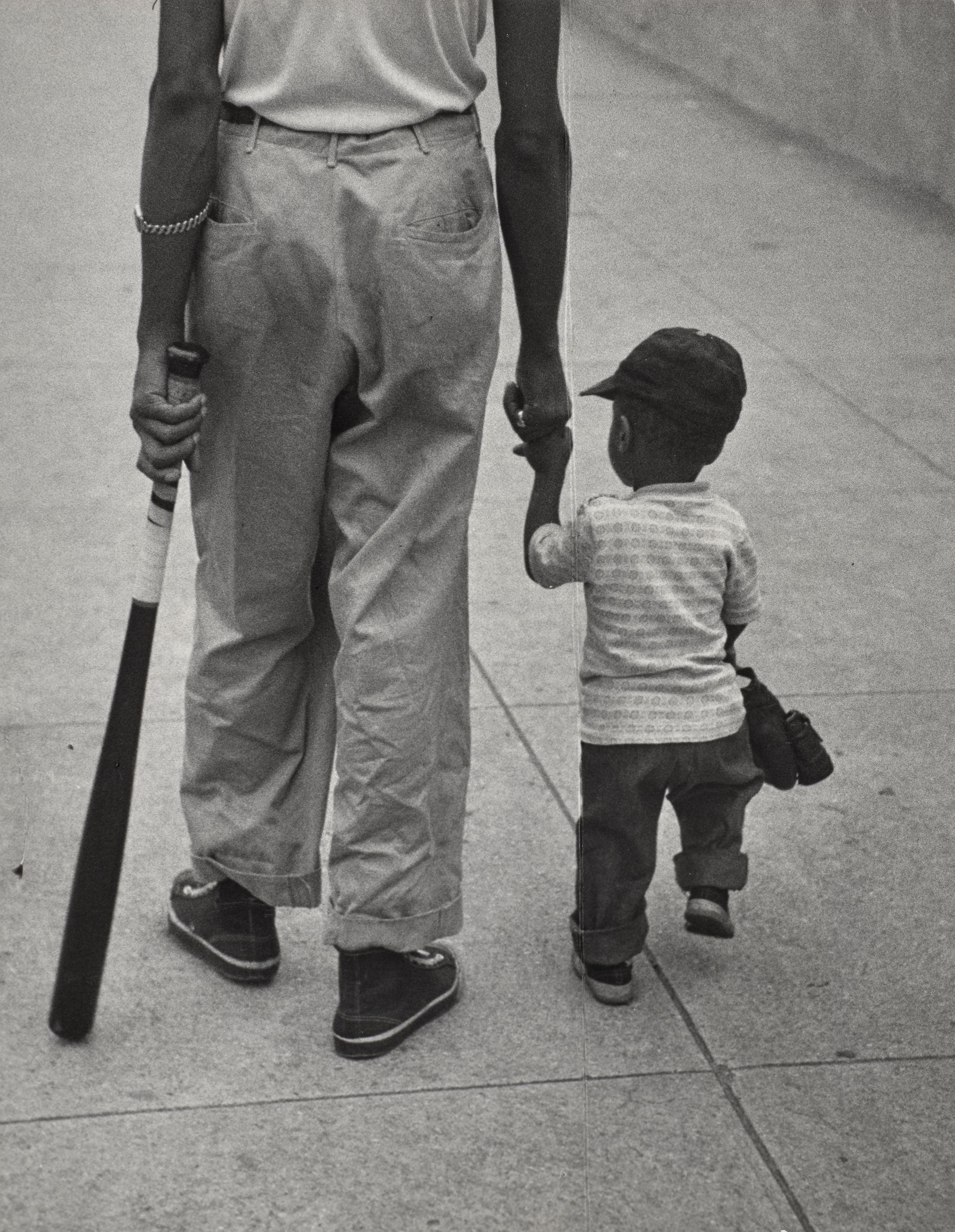 Bonhams Ruth Orkin (19211985); Man and boy carrying baseball bat