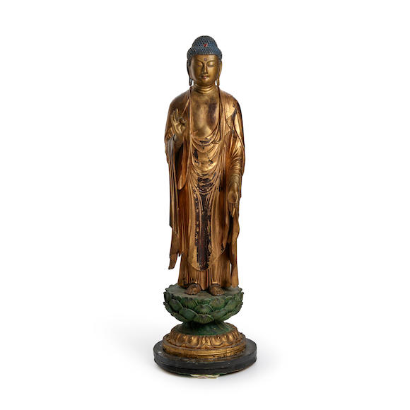 Bonhams A Lacquered Wood Figure Of Amida Buddha Amitabha Edo Period