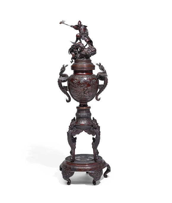 Bonhams : ATTRIBUTED TO SUZUKI MASAYOSHI (1844-) A Large Bronze Incense ...