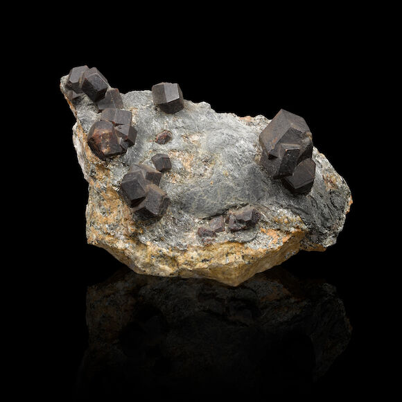Bonhams : Almandite Garnet on Matrix