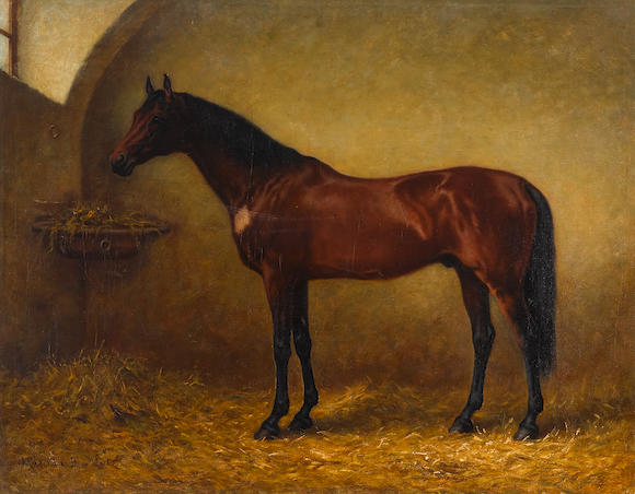 Bonhams : Matilda Lotz (American, 1858-1923) In the stable 19 1/2 x ...