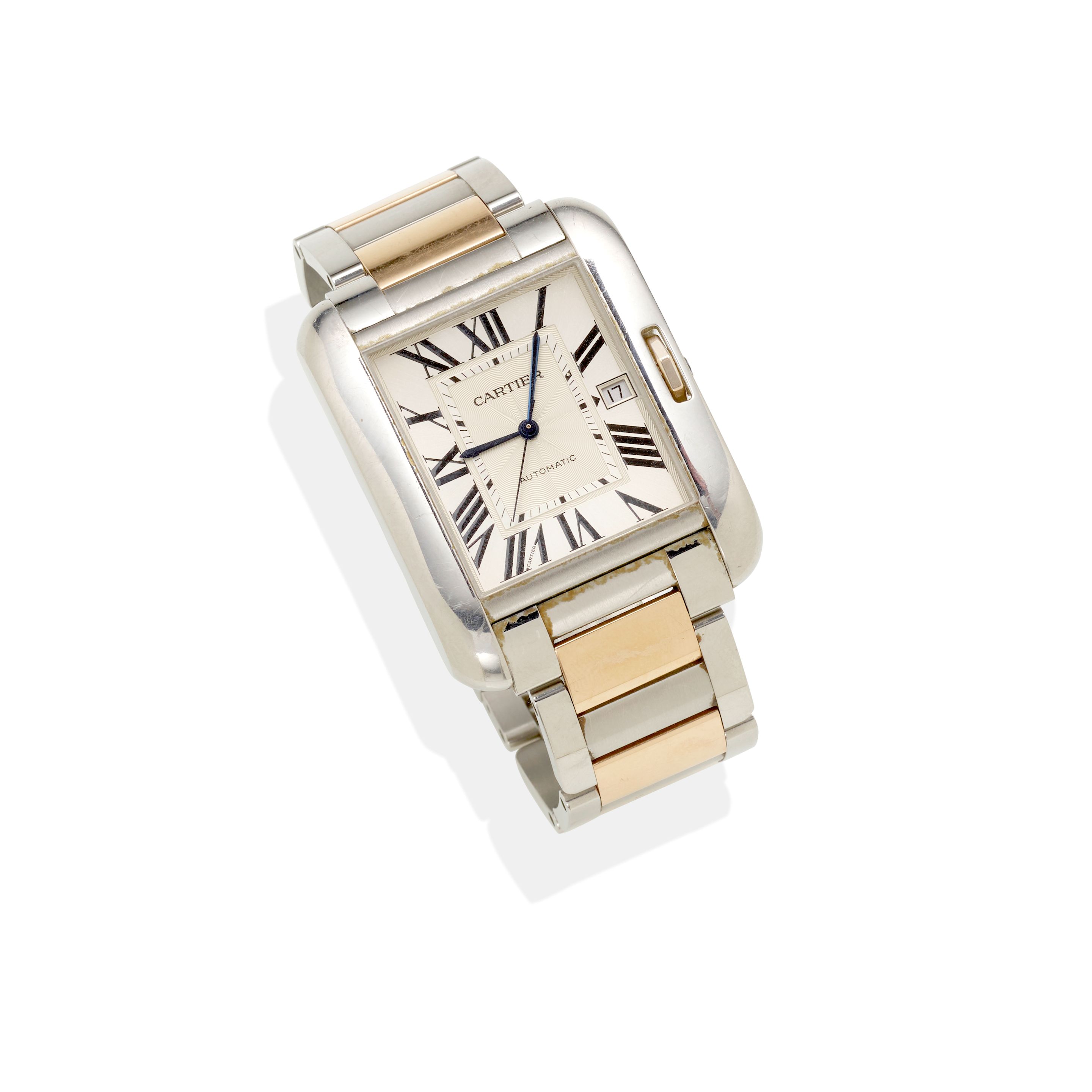 cartier tank anglaise steel and yellow gold