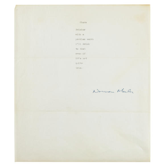 Bonhams Mailer Norman 1923 2007 Typed Manuscript Signed Norman Mailer Being The 