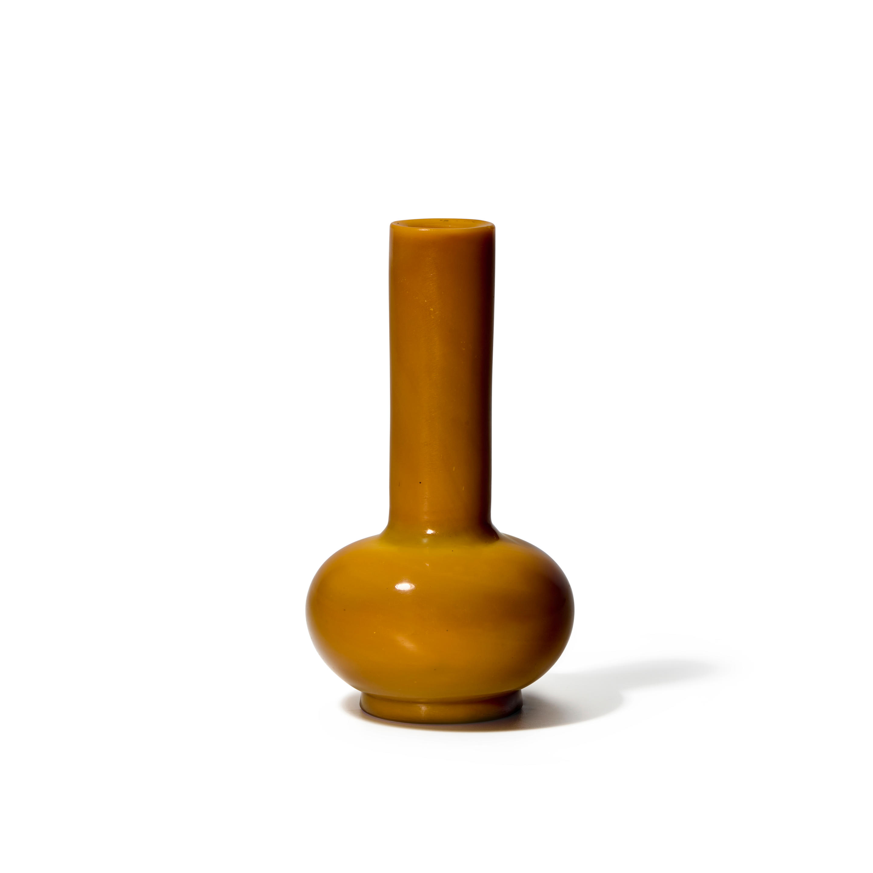 Bonhams : AN OPAQUE MUSTARD-YELLOW GLASS BOTTLE VASE Qing dynasty, 18th ...