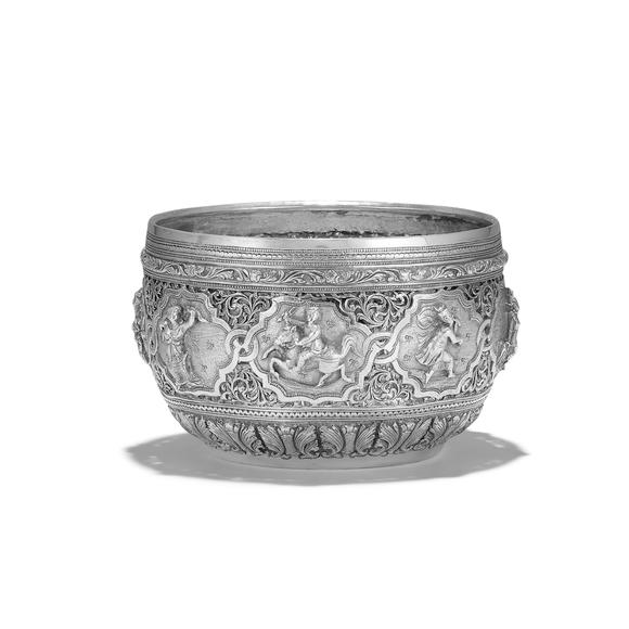 Bonhams A Silver Pierced Offering Bowl With Subjects From The Ramayana And Jataka Tales By 