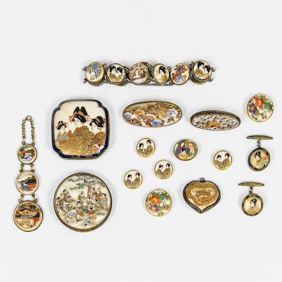 Bonhams Skinner Sixteen Satsuma Jewelry Items