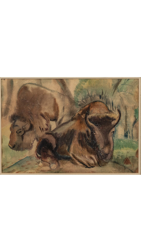 Bonhams Skinner Adge Baker (Irish, 19201980) Bison signed 'Adge