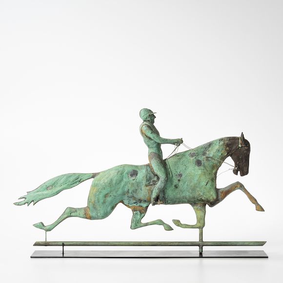 Bonhams Skinner Molded Copper and Zinc Horse and Jockey Weathervane, America, late 19th century.