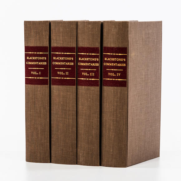 Bonhams Skinner Blackstone William 1723 1780 Commentaries On The Laws Of England In Four
