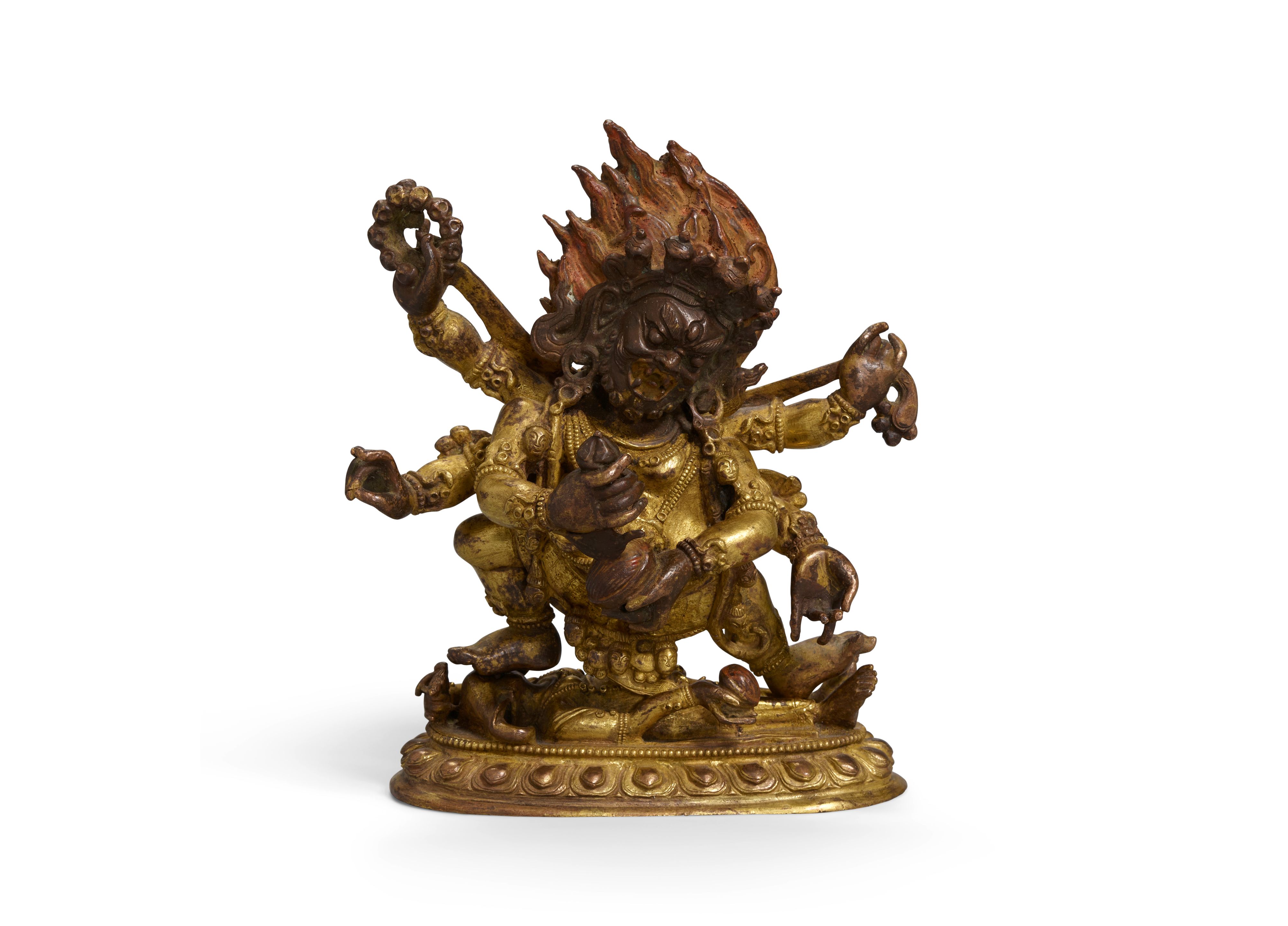 Bonhams A GILTBRONZE FIGURE OF MAHAKALA Tibet, 19th century