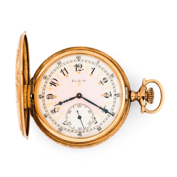 Bonhams Skinner Elgin 14kt Multicolored Gold Huntercase Watch c. 1904