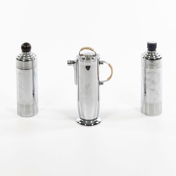 Bonhams Skinner Three Vintage Chrome Cocktail Shakers Chase Brass & Copper Co. and Manning