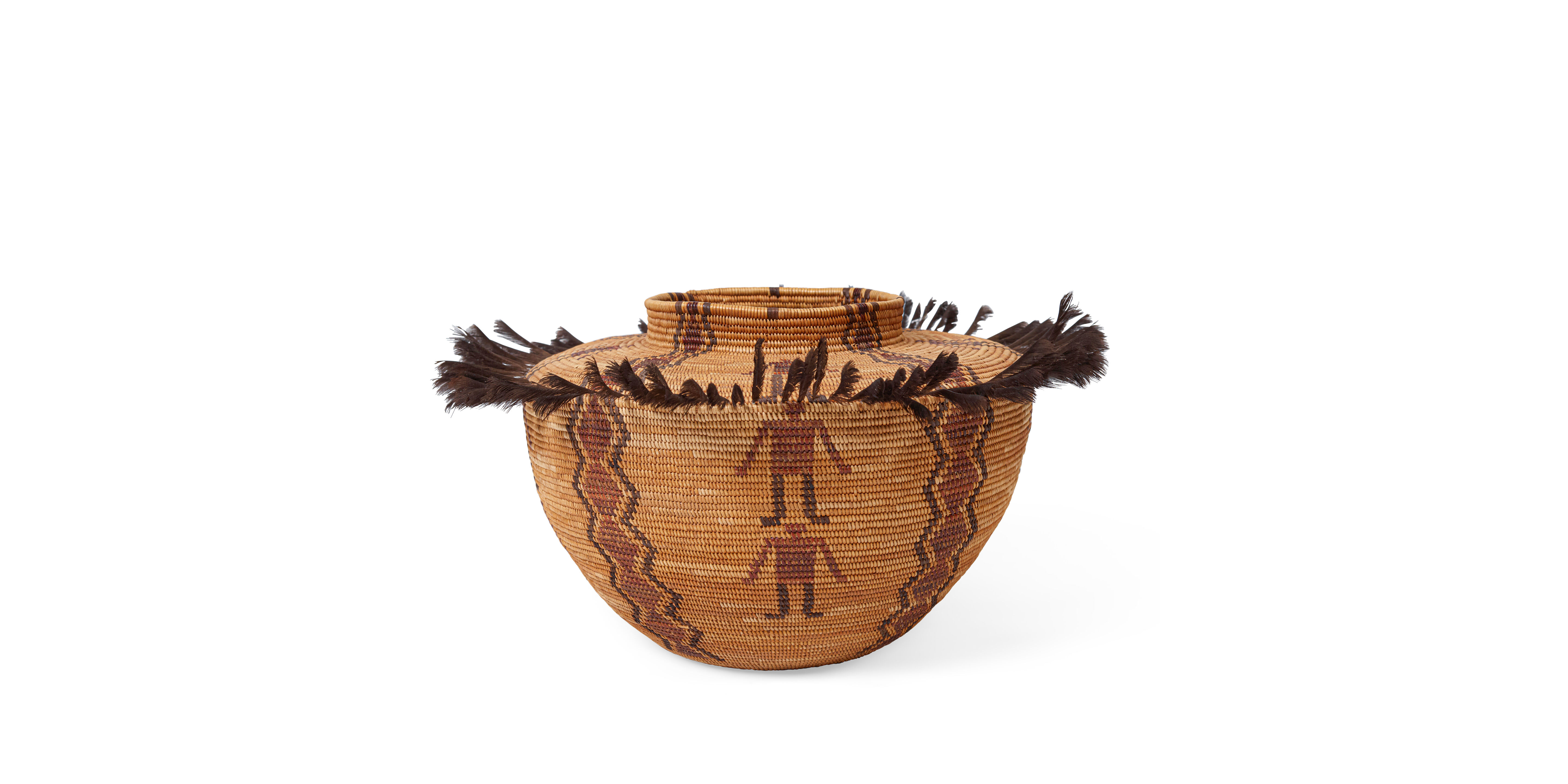 Bonhams A Yokuts polychrome bottleneck friendship basket, attributed