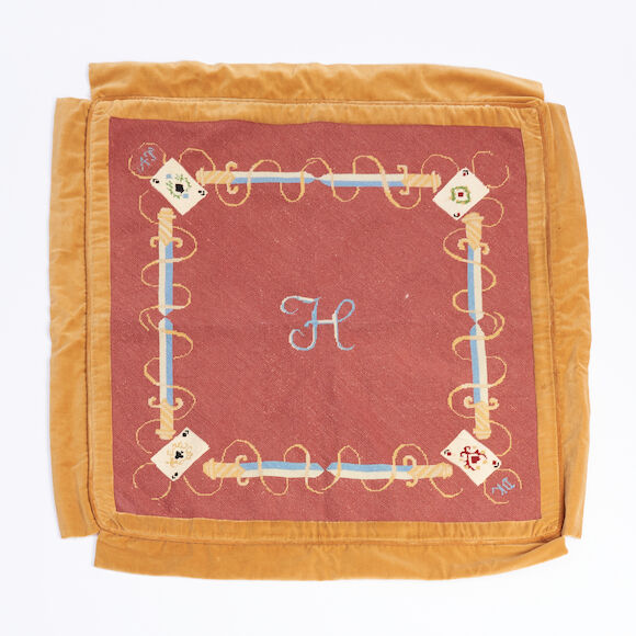 Bonhams Skinner Embroidered Gaming Table Cloth mid20th century