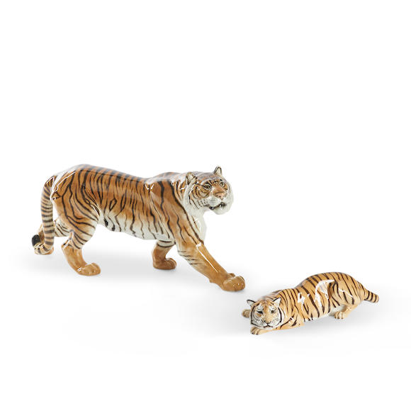 Bonhams Skinner : Two Porcelain Tigers Germany, 20th century