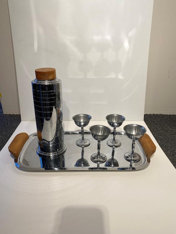 Bonhams Skinner : Art Deco Chrome Cocktail Set Manning-Bowman, c. 1930s