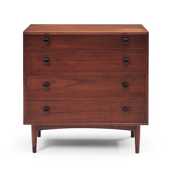 Bonhams Skinner Danish Midcentury Modern Small Teak Chest of Drawers, c. 1960, unmarked, ht