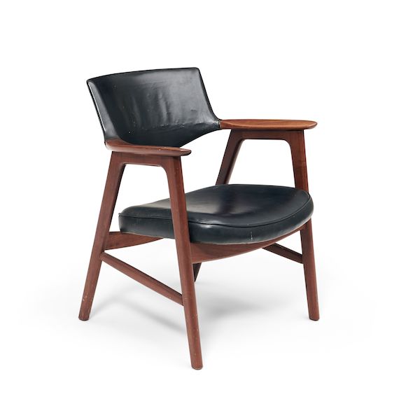 Bonhams Skinner Danish Midcentury Modern Teak and Leather Armchair Attributed to Erik
