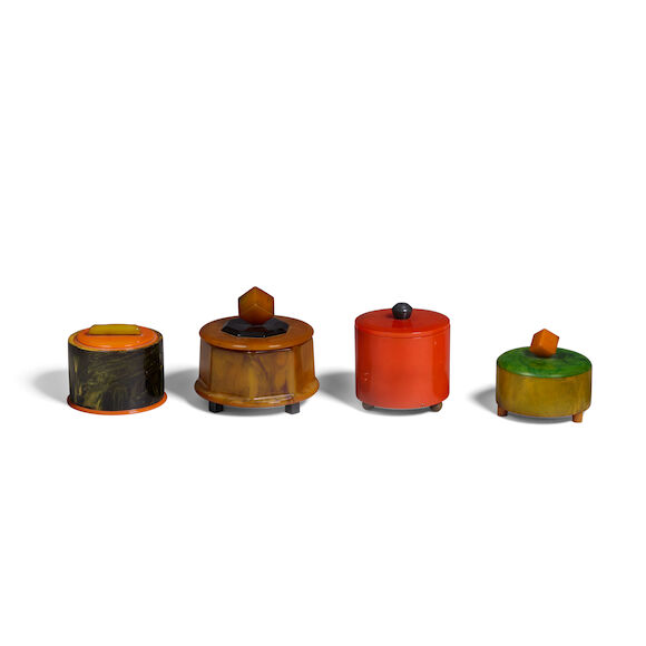 Bonhams : AN ASSORTED GROUP OF FOUR BAKELITE BOXES height of tallest ...
