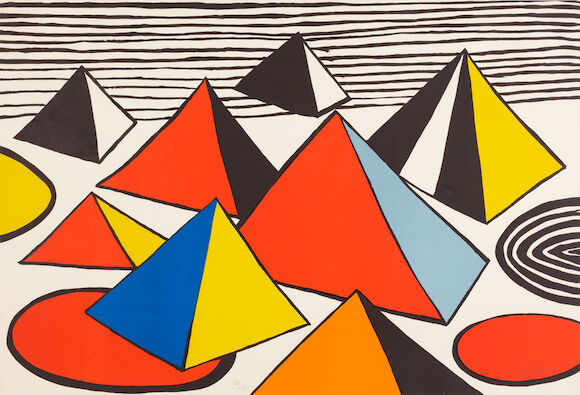 Bonhams : Alexander Calder (1898-1976); Pyramid with Black Striped Sky;