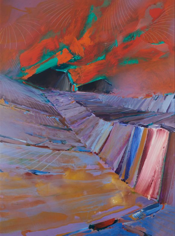 Bonhams Skinner Jerry Jacob Rudquist (born 1934) Red Sky Landface