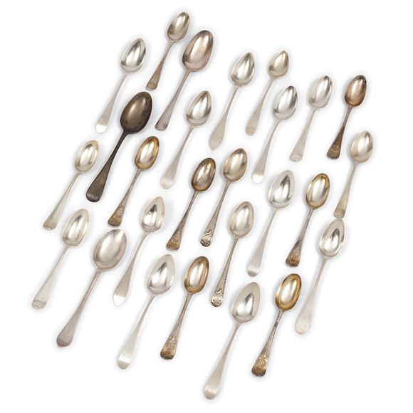 Bonhams Skinner Twentysix Silver Teaspoons, England and America