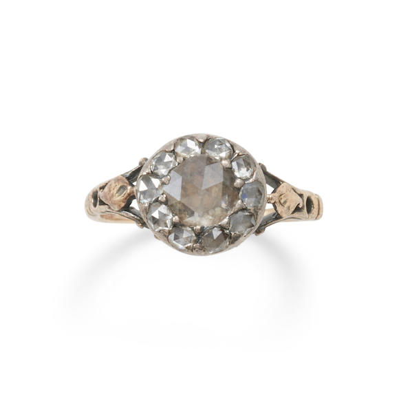 Bonhams Skinner : AN ANTIQUE ROSE GOLD AND DIAMOND RING