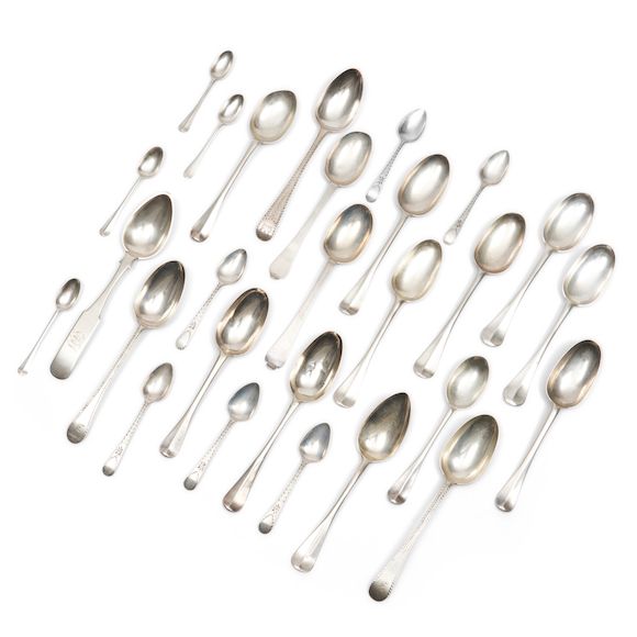 Bonhams Skinner Group of Twentyseven Silver Spoons, England and