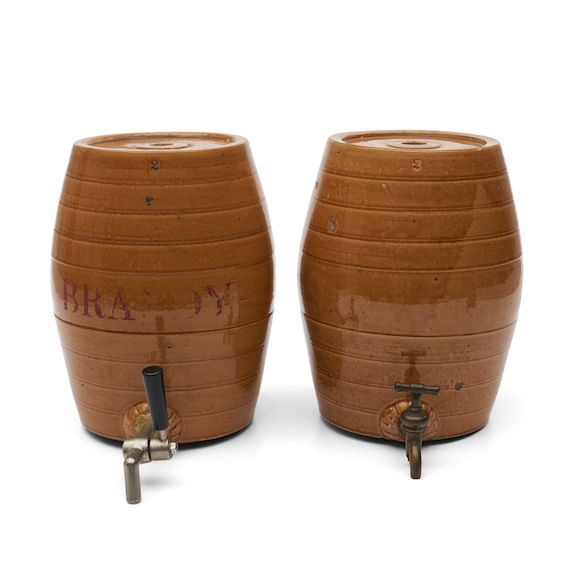 Bonhams Skinner Pair of Ceramic Kegs, England, 19th/20th century,