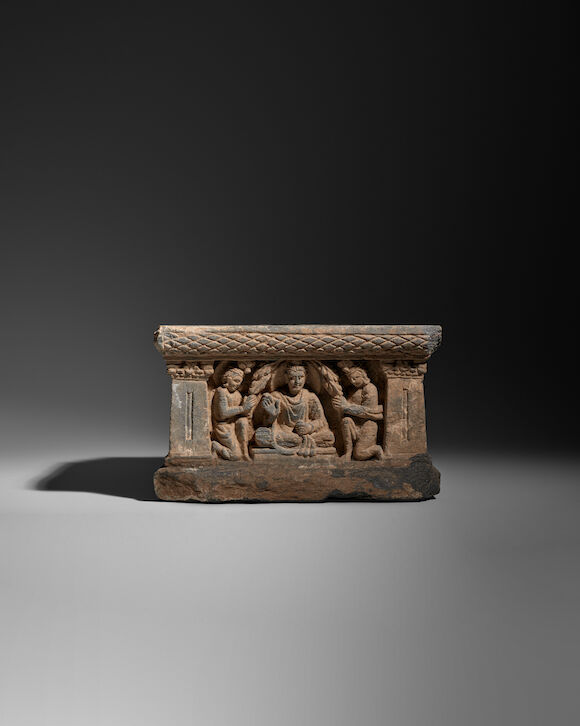 Bonhams : A SCHIST STUPA BASE WITH THE BUDDHA ANCIENT REGION OF ...