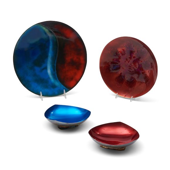 Bonhams Skinner Four MidCentury Modern Enamel Bowls Dishes,