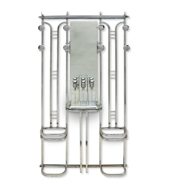 Bonhams Skinner : Art Deco Hall Rack with Decanters,