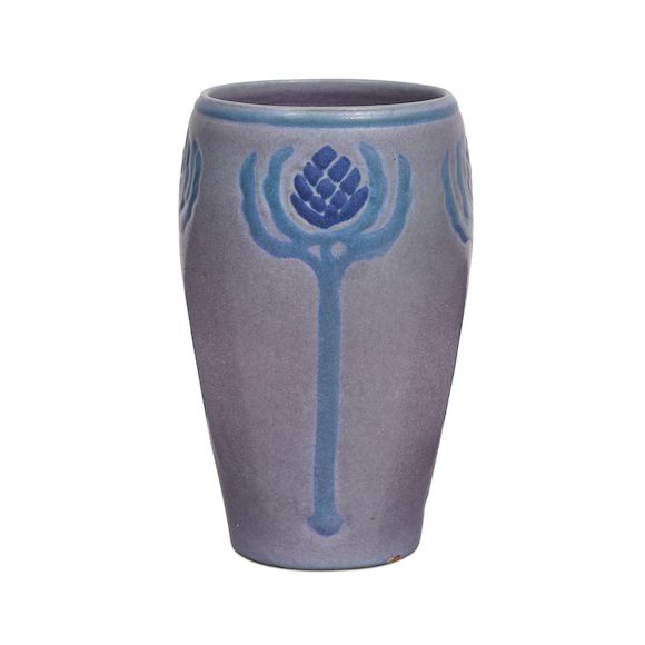 Bonhams Skinner Threecolor Marblehead Pottery Vase, Marblehead