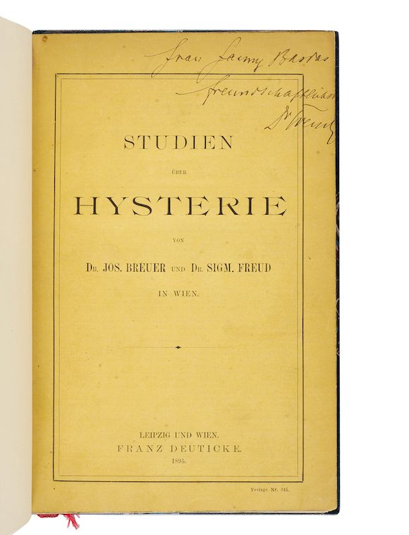 Bonhams presentation copy of studies on hysteria freud sigmund