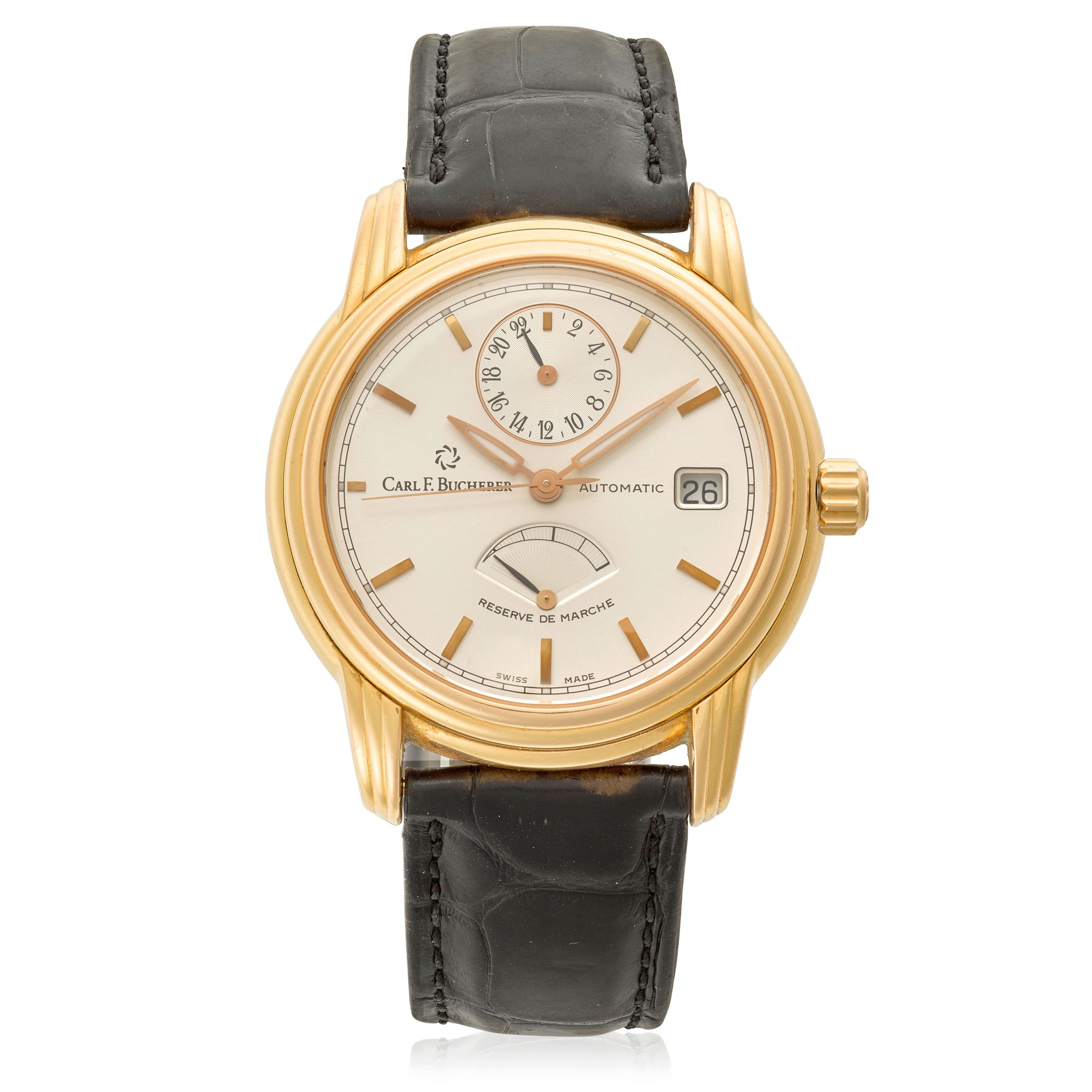 Bonhams CARL AN 18K GOLD AUTOMATIC DUAL-TIME