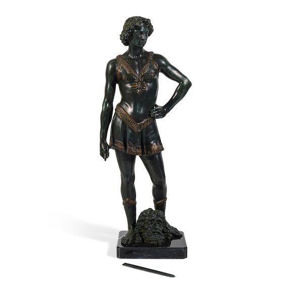 Bonhams AN ITALIAN PATINATED BRONZE FIGURE OF DAVIDChiurazzi Foundry
