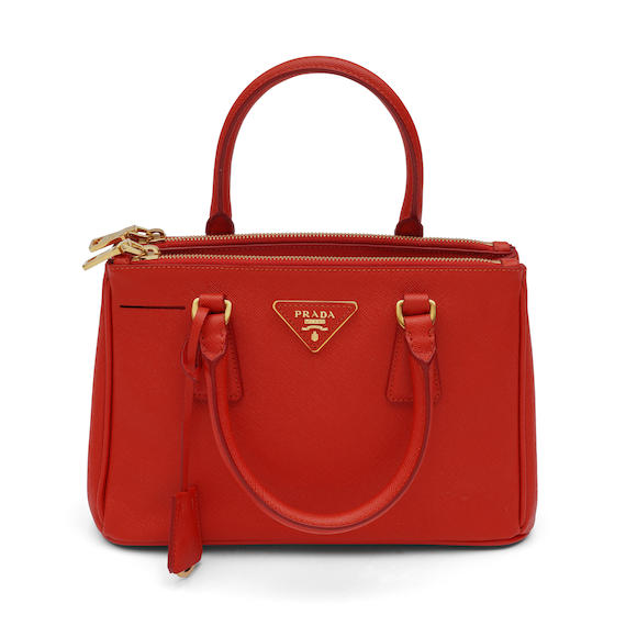 Bonhams Skinner : Prada Red Leather Structured Handbag