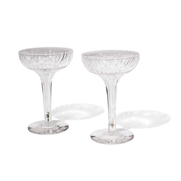 Bonhams : A PAIR OF GLASS CHAMPAGNE COUPES