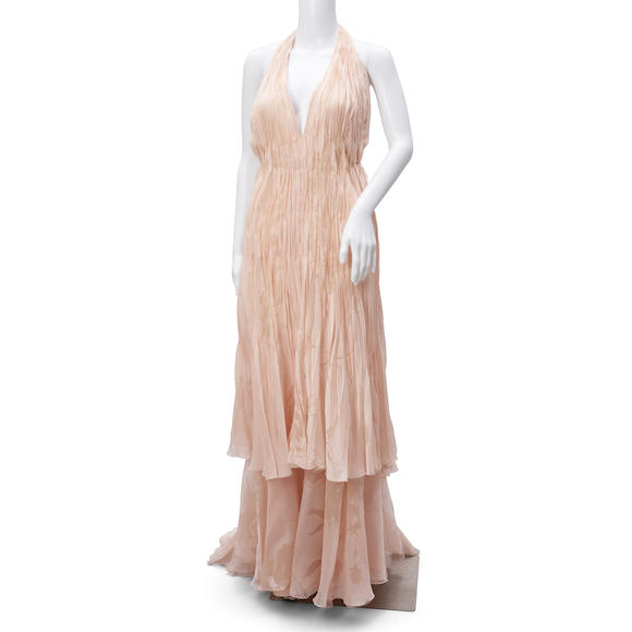 Bonhams Skinner : Valentino Pale Pink Jacquard Silk Gown