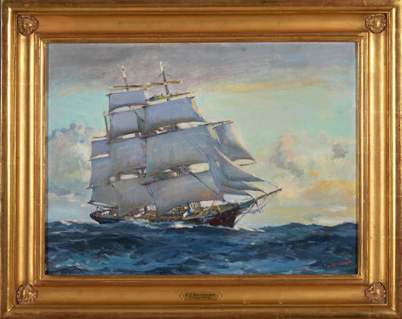 Bonhams Skinner : F. F. Reinert, Clipper Ship Oil on panel, 20th century.