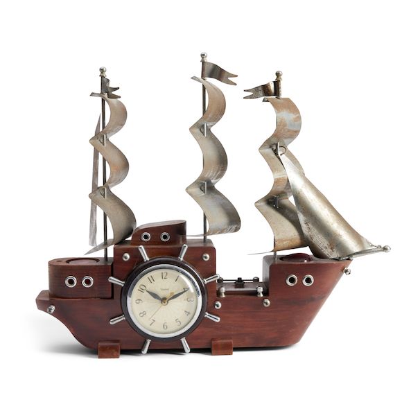 Bonhams Skinner Vintage Ship Clock and Lamp Brooklyn, NYC, c. 1940s,