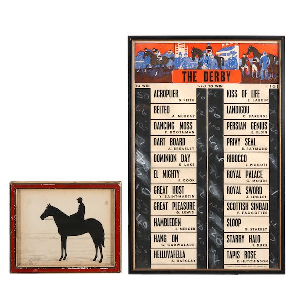 Bonhams Skinner Two Framed Horse Racing Items 20th century.