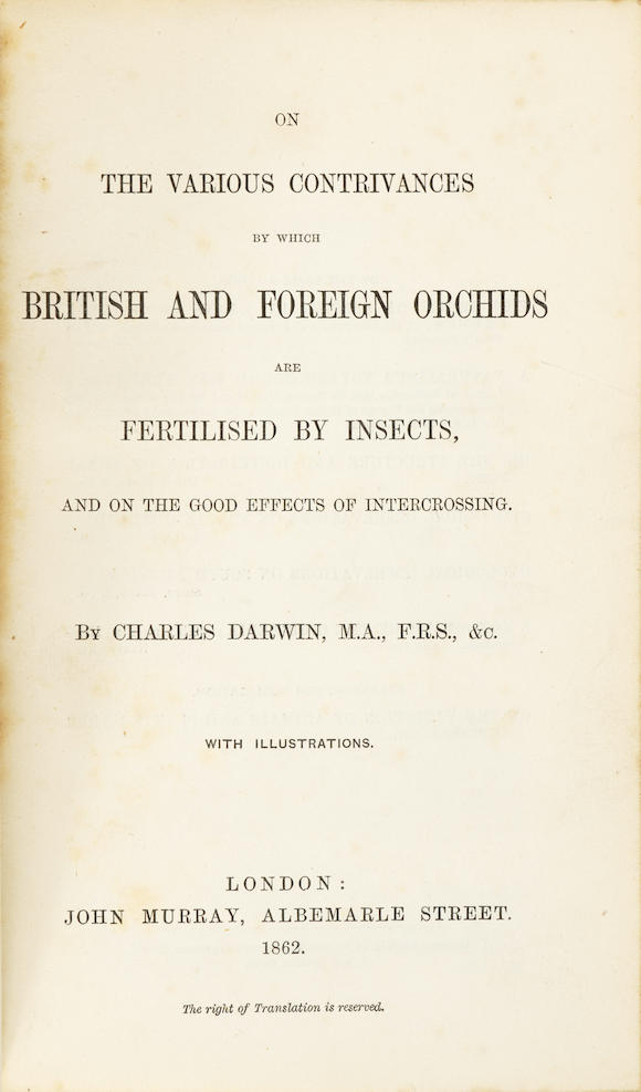 Bonhams : DARWIN, CHARLES. 1809-1882. On the Various Contrivances by ...