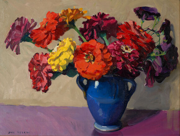 Bonhams Skinner : Jane Peterson (American, 1876-1965) Zinnias 18 x 24 ...