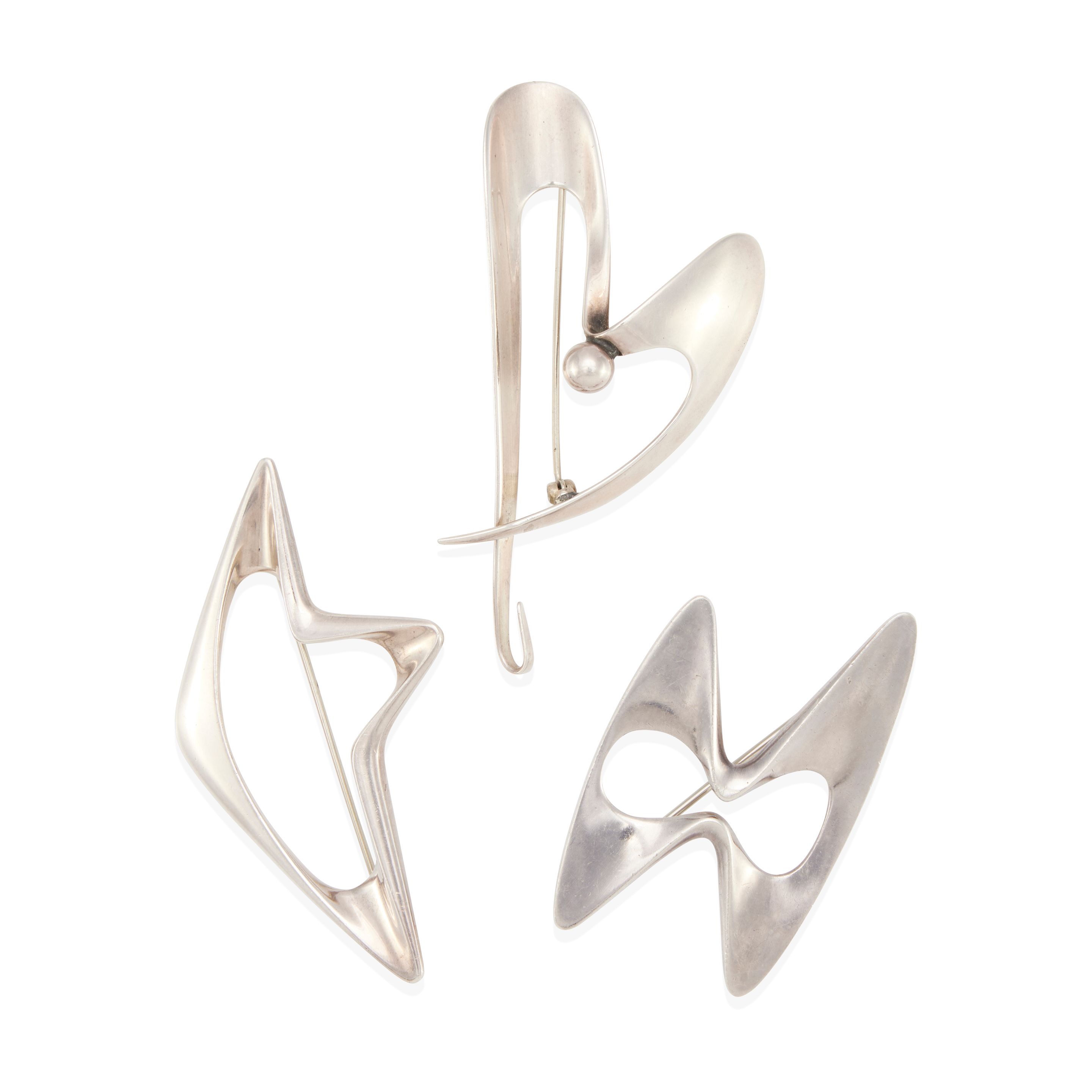 THREE SILVER BROOCHES